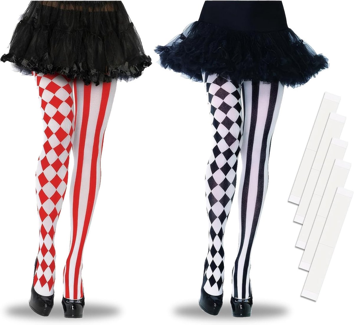 Overknee Kousen voor Vrouwen in Zwart en Wit met Strepen - Perfect voor Circus Kostuum, Clown Outfit en Carnaval Feestjes