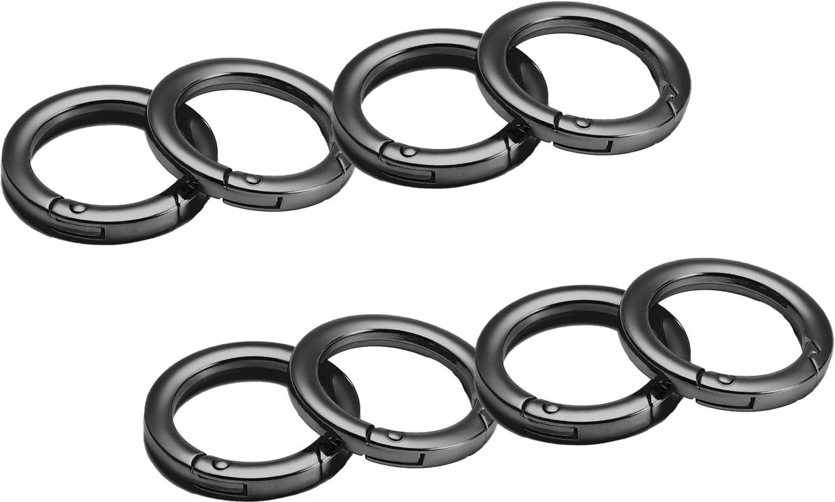 SolidKeus - Set van 8 Ronde Metalen Karabijnhaken met Veersluiting (Gunmetal, 25 mm)