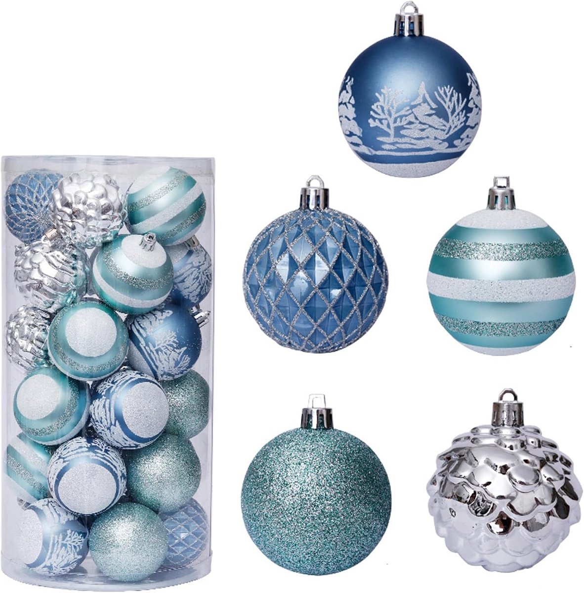Grote Shatterproof Kerstballen Set van 30 - 6 cm Plastic Versieringen voor Kerstboom Decoratie en Feestelijke Sfeer