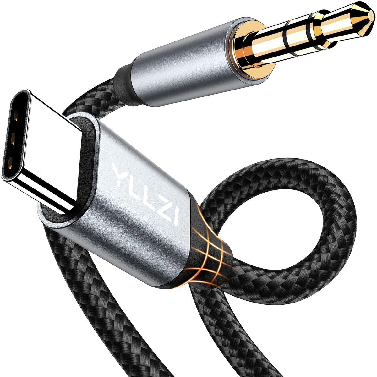 SolidKeus - USB C naar Jack 3.5mm Audio Aux Kabel 1.2m