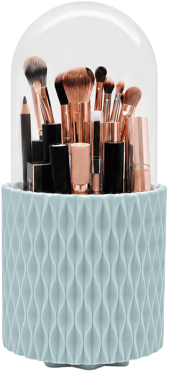 SolidKeus - Make-Up Organizer 360° Draaiend met Deksel en Compartimenten Blauw