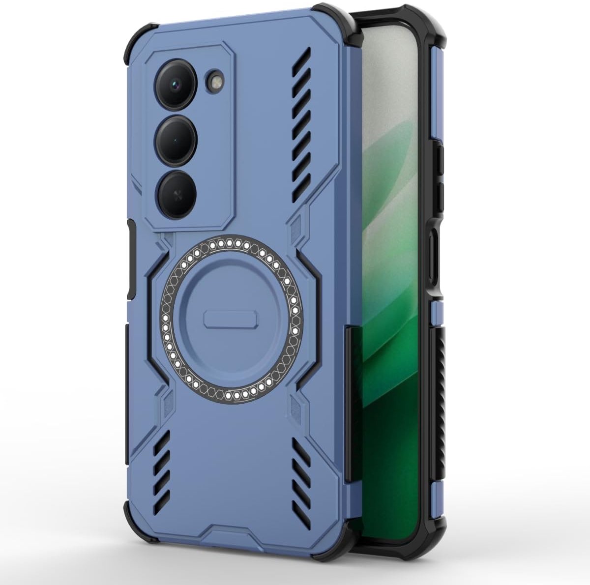 SolidKeus - Magnetische Armor Case voor Smartphone 6.67 Inch Blauw