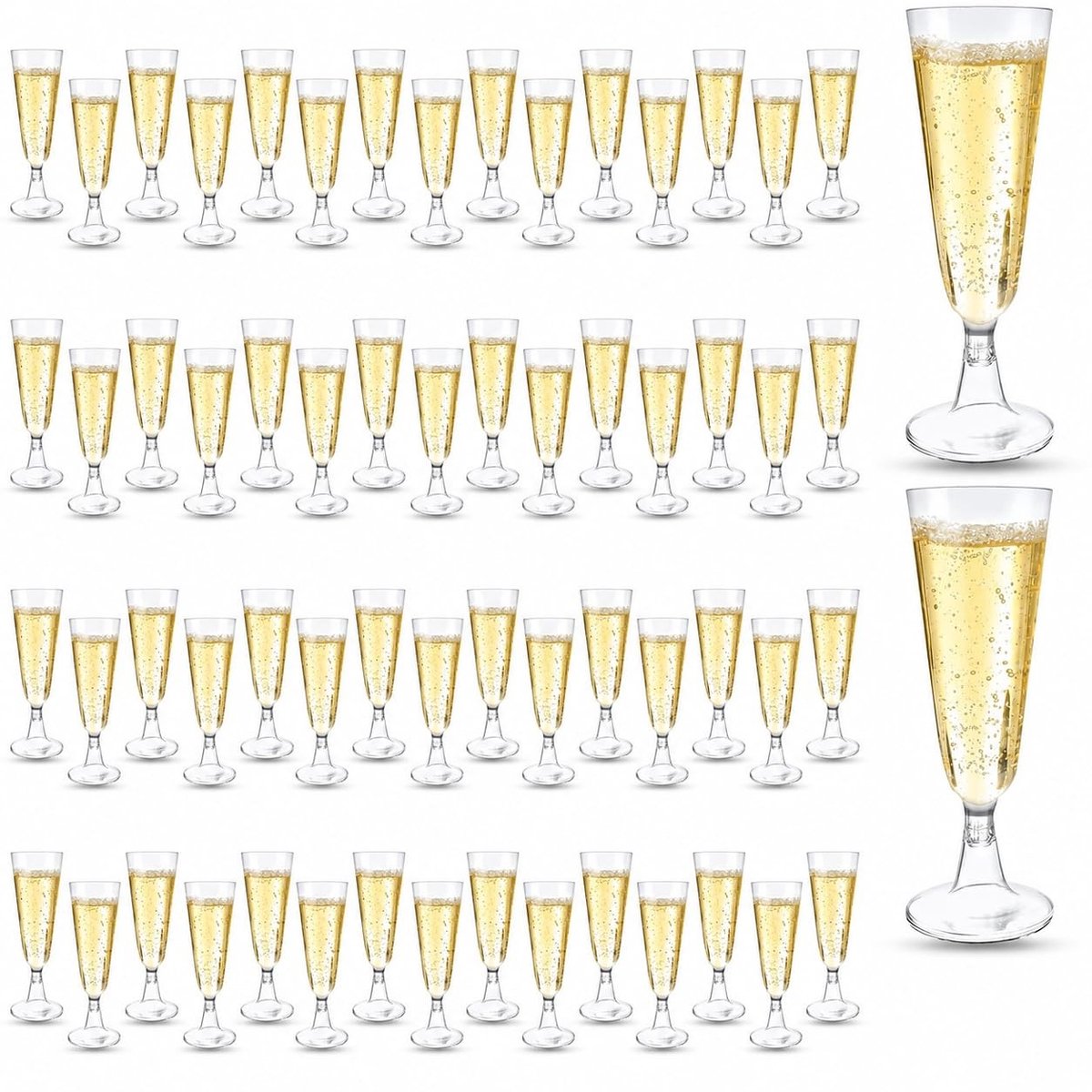 SolidKeus - Set van 60 Herbruikbare Plastic Champagneglazen 160 ml