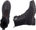 Paar zwarte Rieker veterboots, van boven en opzij bekeken.