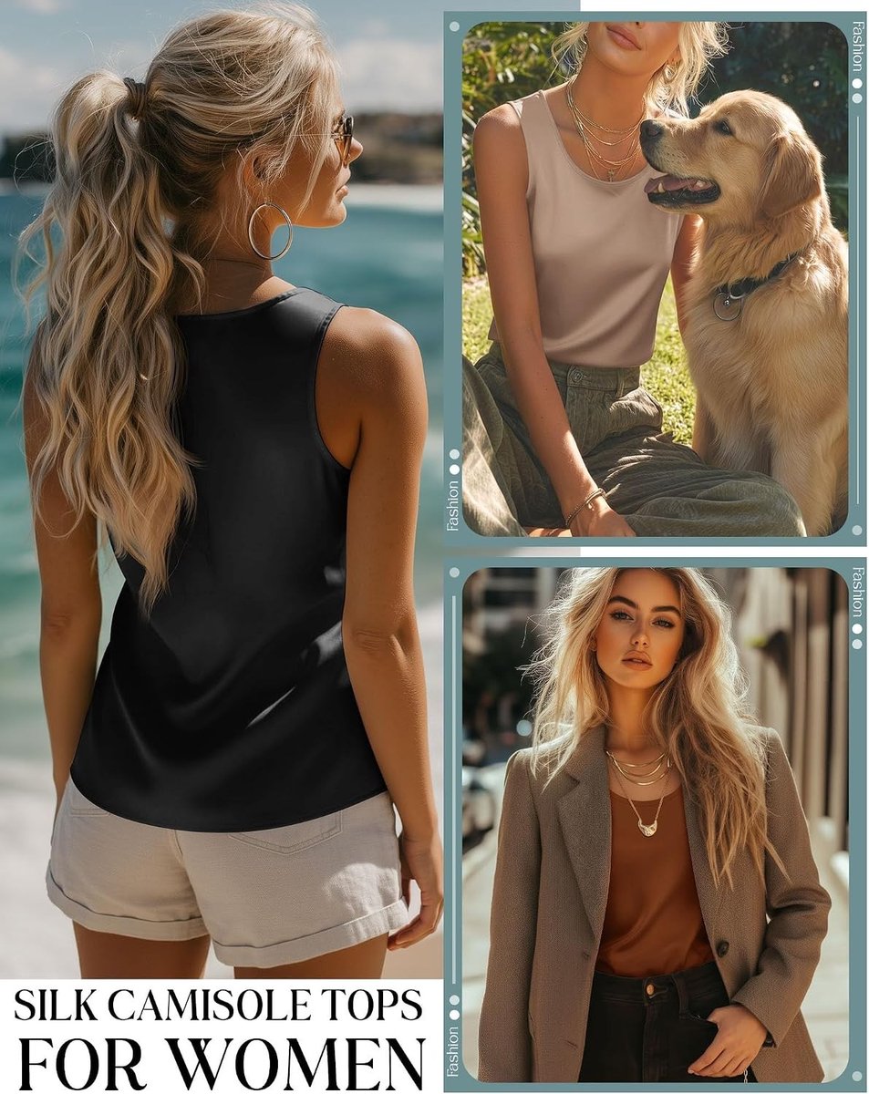 3-Pack Mouwloze Satijnen Hemdjes voor Dames met Ronde Hals - Ideale Casual Blouses voor Zomer, Onder Blazer en Werkoutfits
