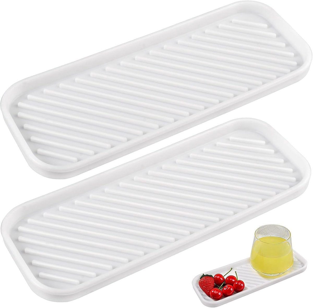 Zachte Siliconen Afvoer Mat voor de Gootsteen - Antislip Organizer voor Spons, Zeep en Keukengerei - 23 x 9 cm, Set van 2 Stuks