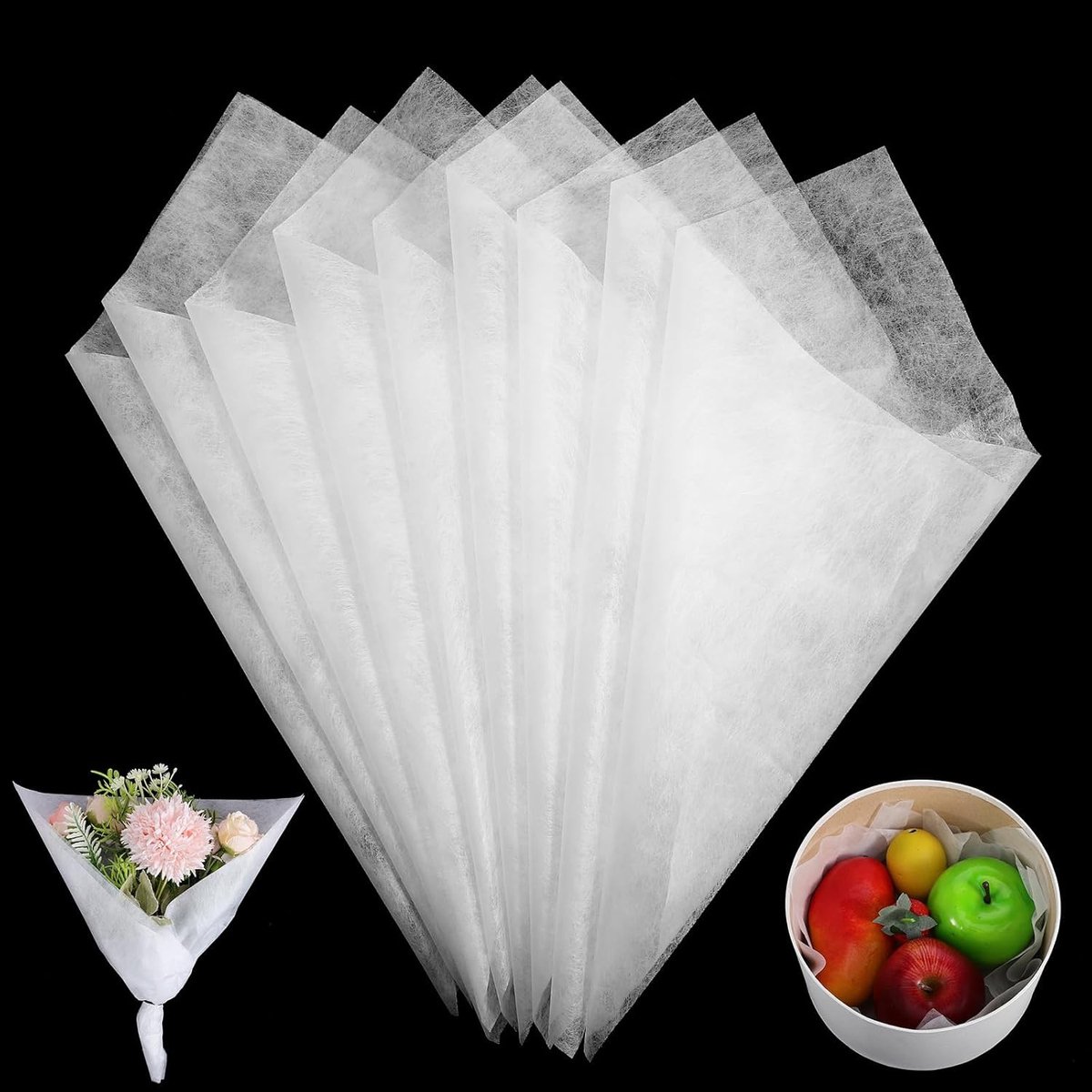 Floral inpakpapier 30x30cm - 36 vellen melk wit tissuepapier voor bloemisten, DIY projecten en feestelijke verpakkingen
