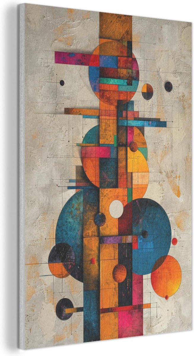 Vilten Wanddecoratie 60x90 cm Kamer Decoratie Woonkamer Slaapkamer Room Decor Wanddeco Felt Wall Art Vintage - Moderne Kunst - Oranje - Geometrische Vormen