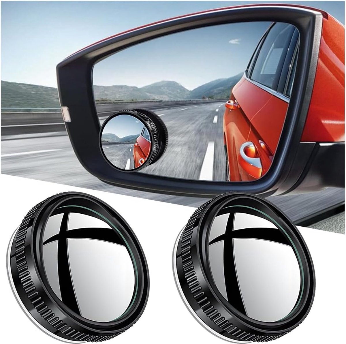 2 stuks auto dodehoekspiegel, groothoek zijspiegel HD bolle spiegel, 360 graden verstelbare achteruitkijkspiegel, extra achteruitkijkspiegel voor voertuigen (zwart)