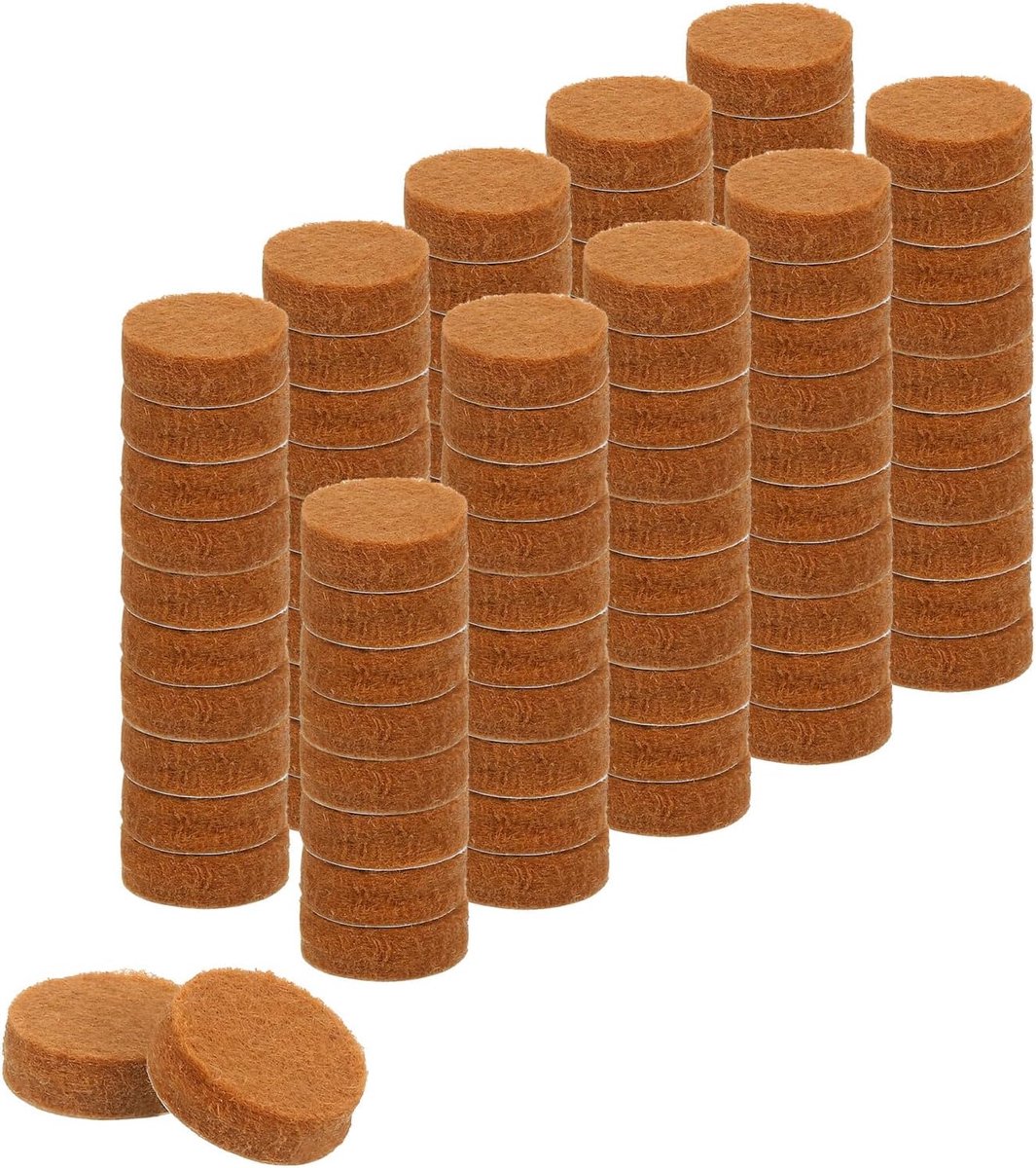 Ronde vilten meubelglijders, 100 stuks, diameter 1,5 cm x dikte 0,5 cm, met antislip en krasbestendige lijm, beschermende voeten, lichtbruin