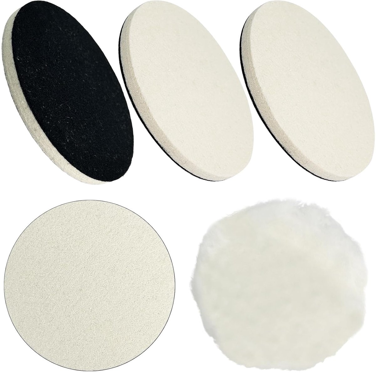 5 stuks wollen polijstschijven, Ø 125 mm wol vilt polijstpad, schuurschijf, 12,5 cm bevlokking polijstpad, wiel polijstkegel, vilt glans polijstschijf, voor glas, plastic, metaal, haakse slijper
