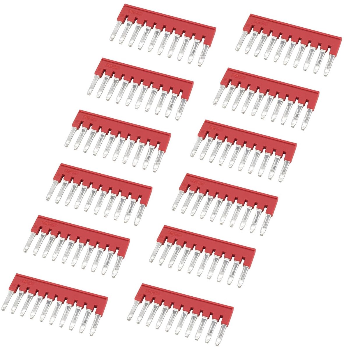 12 stuks steekbrug FBS 10-5 voor ST2.5 rijklemmen, brugstekker 10-polig, deelbaar 2,5 mm², connectoren voor DIN-railklemmen, rood