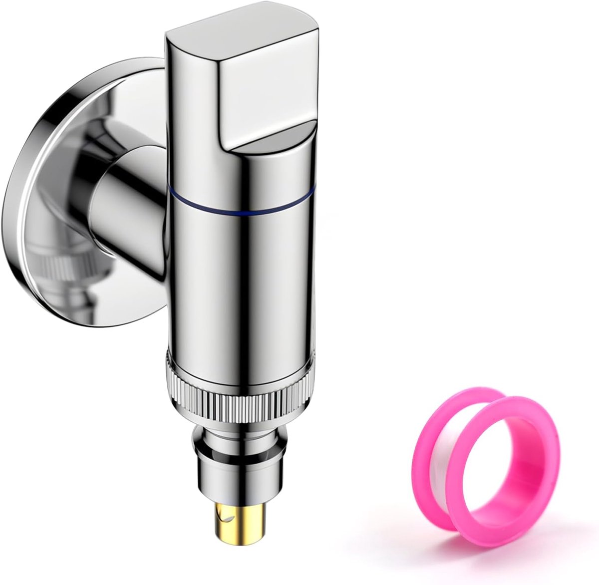 Wasmachinehoekventiel, waterstopper, messing waterstop-snelopeningshoekventiel, wasmachineaansluiting, waterkraan, wasmachine, voor wasmachine-ventiel (zilver)