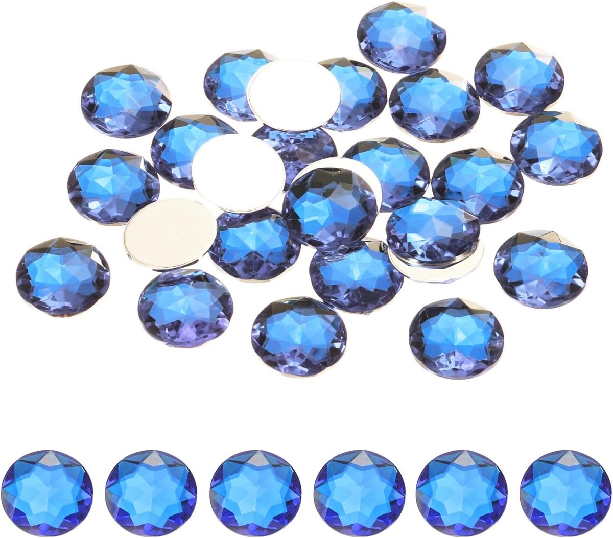50 stuks acryl strass-steentjes met platte achterkant 20 mm diepblauwe strass-steentjes voor handwerk, kleding, schoenen, decoratie, doe-het-zelf, geschenken