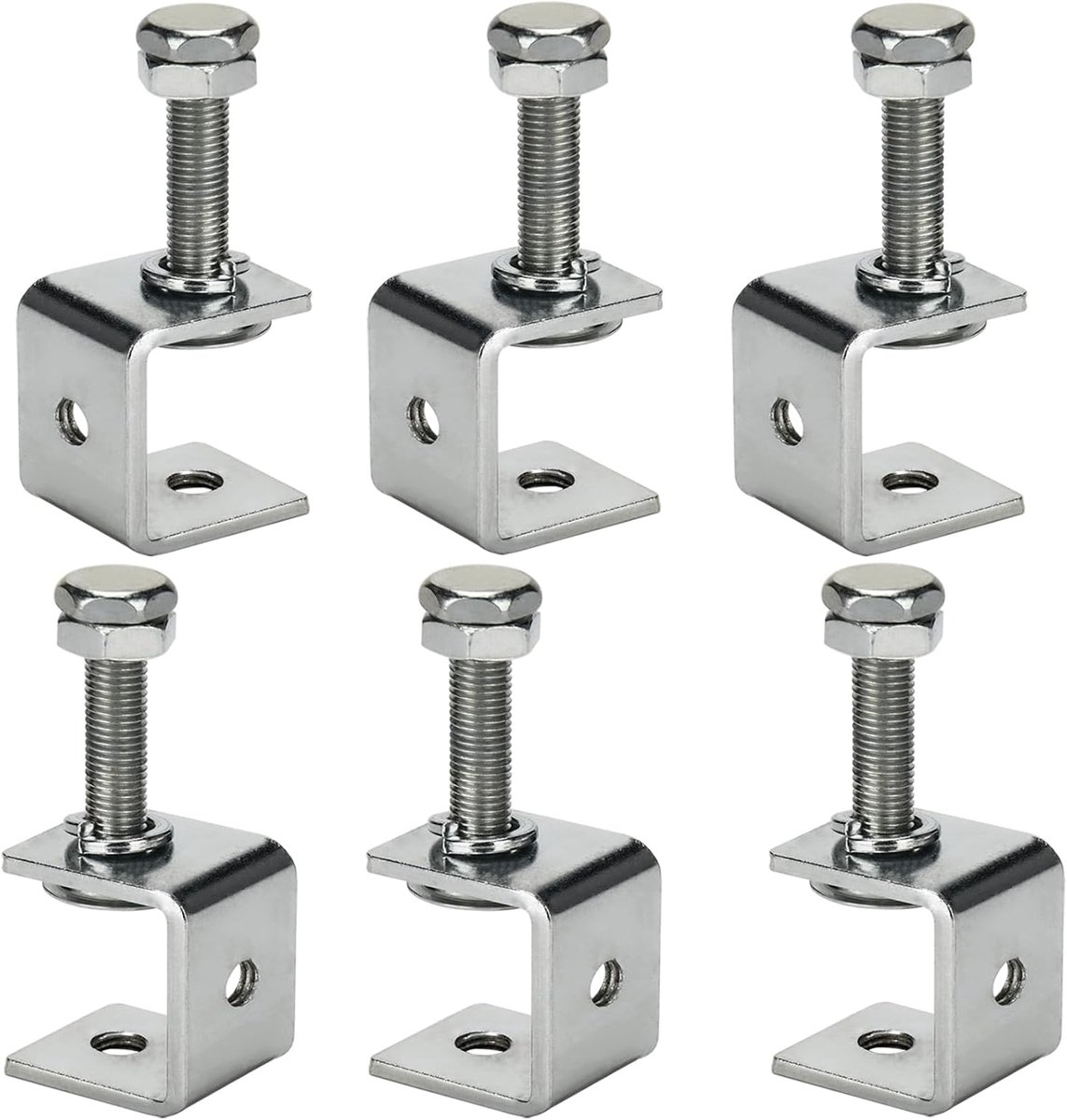 C-klemmen, 6 stuks, C-klem, roestvrij staal, schroefklem, heavy duty, C-klem, fixeertang, tafelklemmen, instelbaar klembereik van 0-25 mm, voor houtbewerking, lassen en timmerwerk