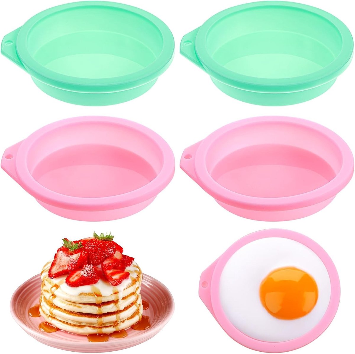 Heteluchtfriteuse Bakvormen - Siliconen Vormen - Bakken en Braden - Set van 4 stuks - 10 cm doorsnede - Roze