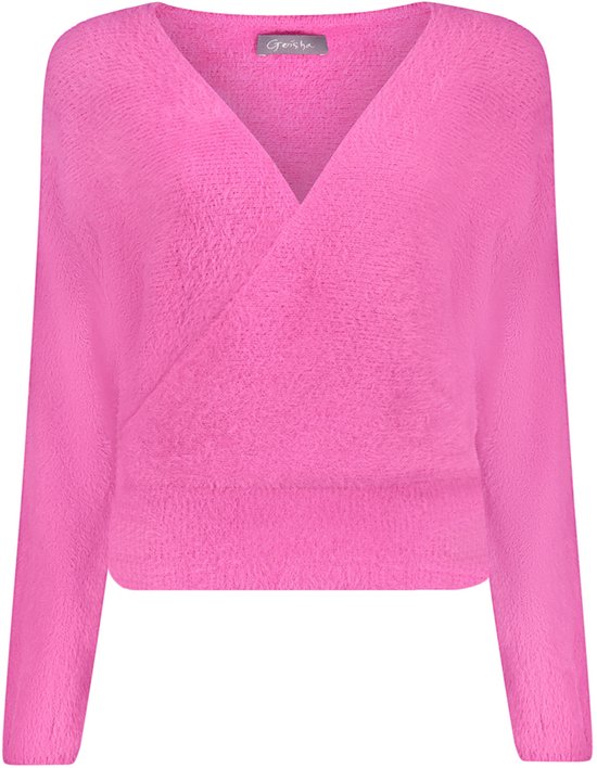 Geisha Trui Overslagtop Met Zachte Structuur 64512 10 Fuchsia Dames Maat - XXL