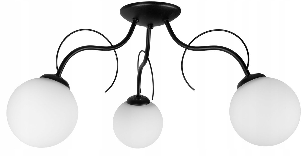 Moderne Plafondlamp Loft met witte kap, zwart metaal, 3xE27