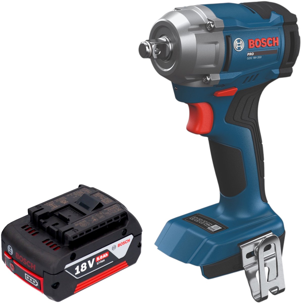 Bosch GDS 18V-350 Professional accu-slagschroevendraaier 18 V 350 Nm 1/2" borstelloos + 1x accu 5,0 Ah - zonder oplader