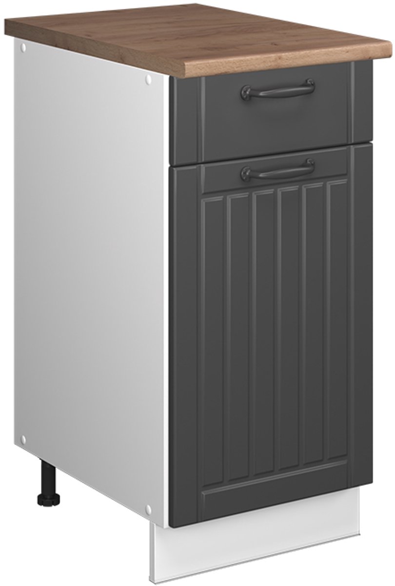 Vicco Onderkast voor spoelbak/kookplaat Fame-Line, Donkergrijs/Wit, 40 cm, WB Eik