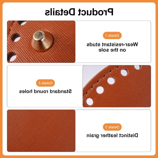 Ronde PU Leren Bodem voor Handtassen, Haken en Schoudertassen - 4 Stuks DIY Accessoires met Gaten, Ideaal voor Creatieve Projecten en Handwerk — afbeelding 2