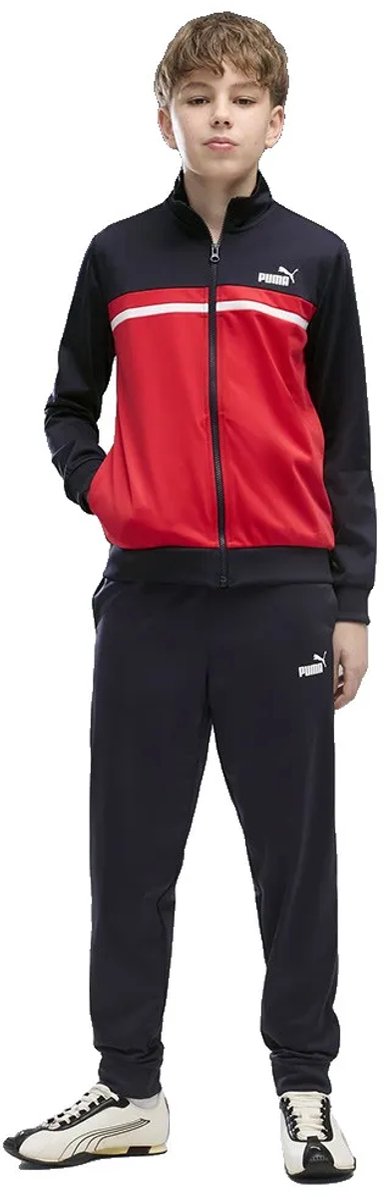 Puma Poly Colorblock Trainingspak 9-10 Years Jongen Blauw