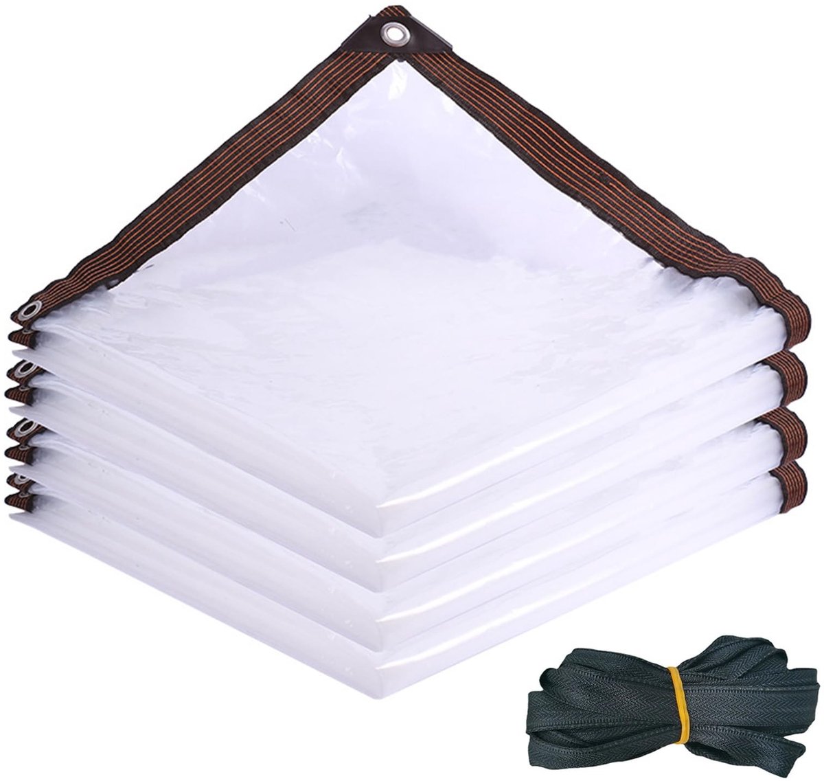 Dailygoods - Waterdicht Transparant Zeil 3x3 m met Ingestanste Ringen voor Buitengebruik