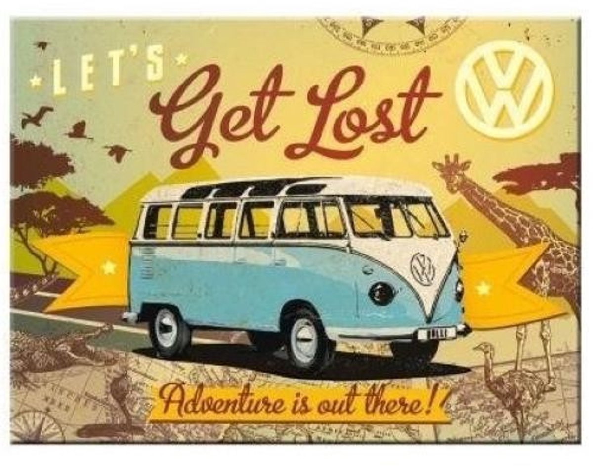 VW Bulli - Let's get Lost - Magneet - Nostalgie