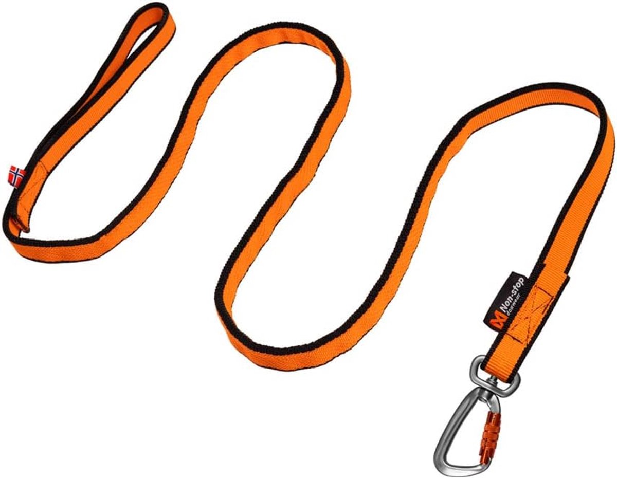 SnelShoppen - Bungee Leash 2.8M voor Honden - Elastische Hondensnoer met Twistlock Karabijnhaak - Zwart/Oranje - Voor Actieve Honden en Sportieve Wand