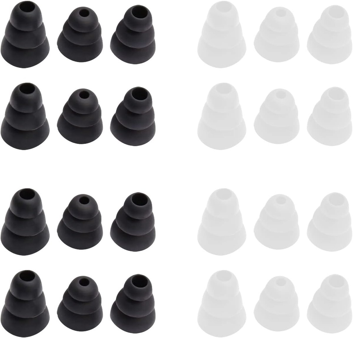 SnelShoppen - 12 Pairs Silicone Earbuds - Drie Laags Geluidsisolatie Oordopjes - Vervangingspluggen voor Oortelefoons - Geschikt voor de meeste Oortel