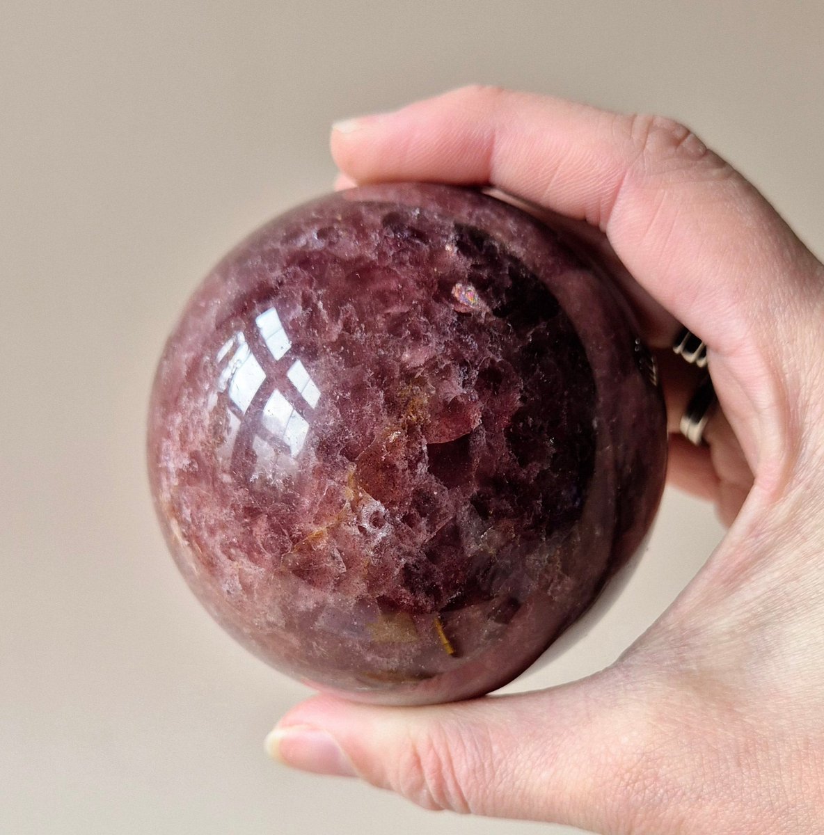 XL Kristallen Bol Strawberry Quartz 75mm Edelsteen Crystal Sphere 577gr