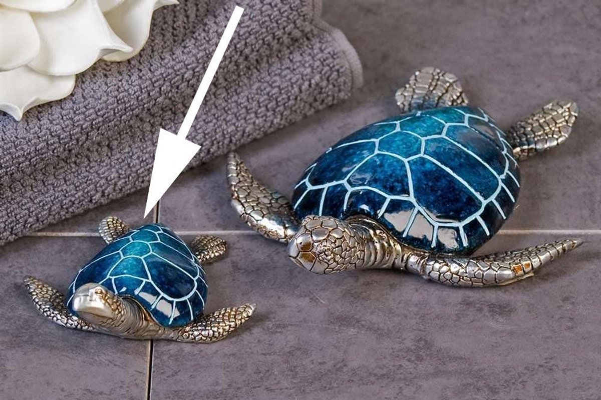 SnelShoppen - Decoratieve Beeldjes van Kunststeen in Antique Zilver en Petrol Kleuren - Perfect voor Feesten, Tuin, en Interieur - Polystone Figurine