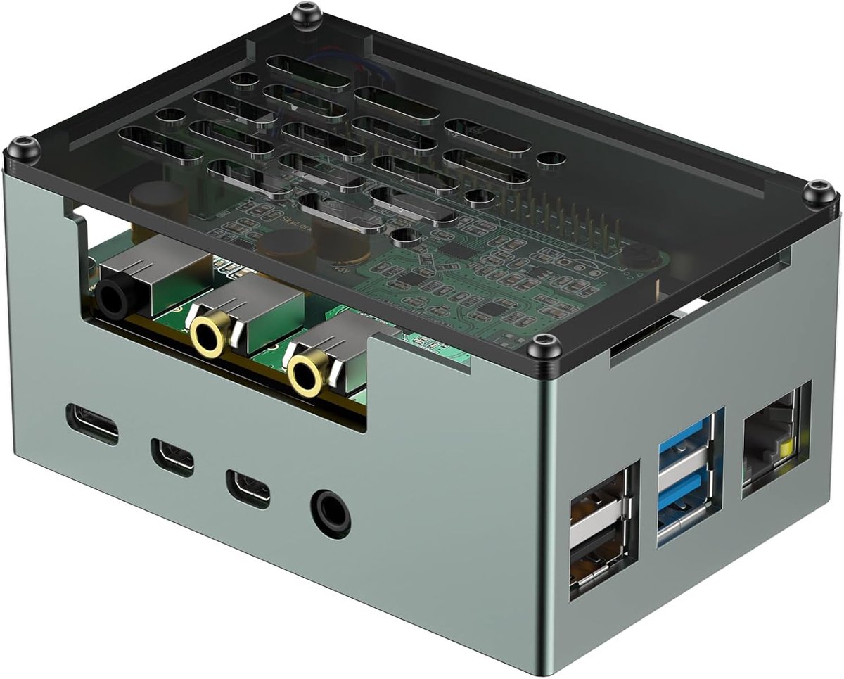 SnelShoppen - Aluminium Behuizing voor Raspberry Pi 4 met PWM Ventilator & Passieve Koeling - Geschikt voor DAC, AMP, RS485, CAN HAT - Ideaal voor Pro