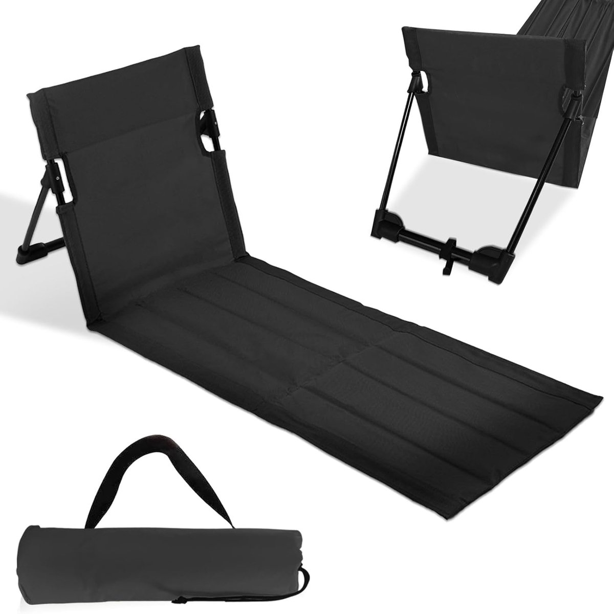 SnelShoppen - Floor Chair, Vouwbare Strandstoel, Lange Strandmat met Rugleuning, Lichtgewicht en Draagbaar, 500 g voor Camping, Buiten, Strand en Reiz