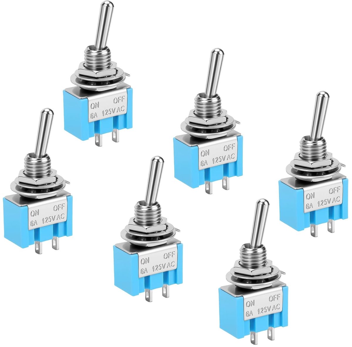 SnelShoppen - 6 Pcs Mini Rocker Switch 12V On/Off Schakelaar 2-Pool voor Elektrische Apparaten, Robuuste Panel Mount Schakelaar voor Huishouden, Auto