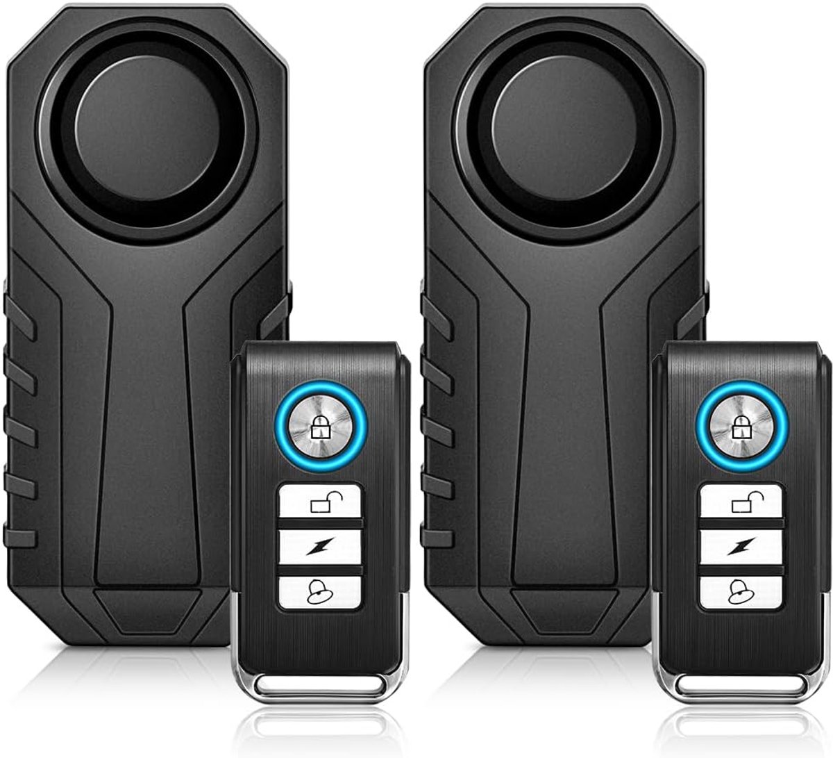 SnelShoppen - Fietsalarm 113 dB Draadloos Antidiefstal Alarm met Afstandsbediening en Bewegingssensor - Waterproof voor Fiets, Scooter, Motor - Set va