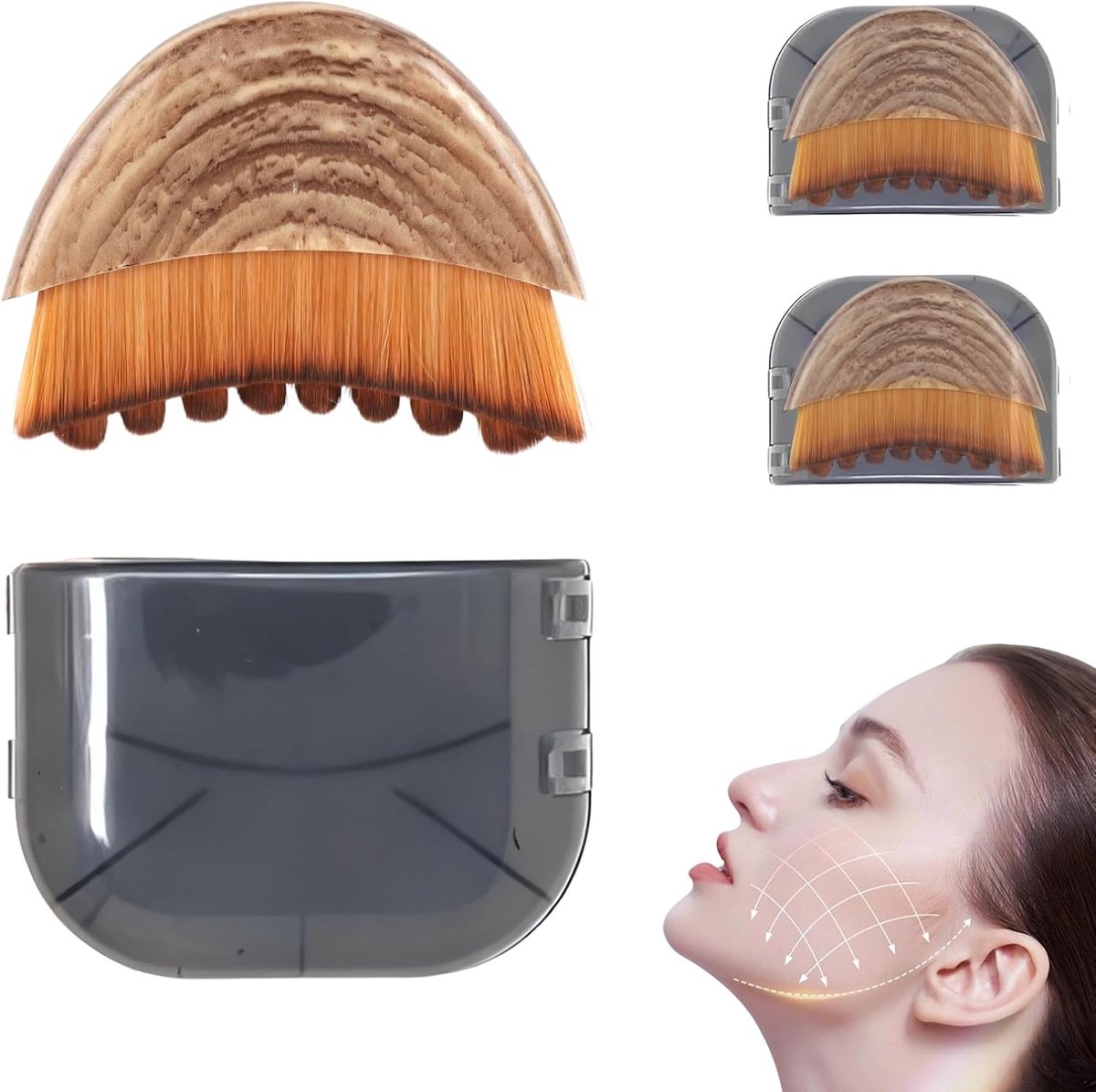 SnelShoppen - Pack van 2 Lymfatische Borstels voor Gezicht, Lymfedrainage, Ergonomische Lichaamsmassage, Droogborstels voor Gezichtsvorming, Vermoeidh