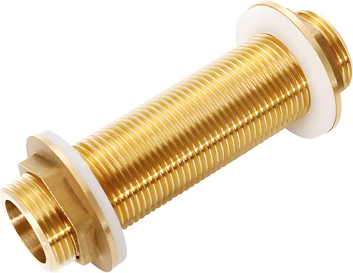 SnelShoppen - Bulkhead Screw Connection 3/4 inch - Hoogwaardige Messing Tankaansluiting met 2 Siliconen Seals voor Water Tanks en Taps - Duurzaam en C