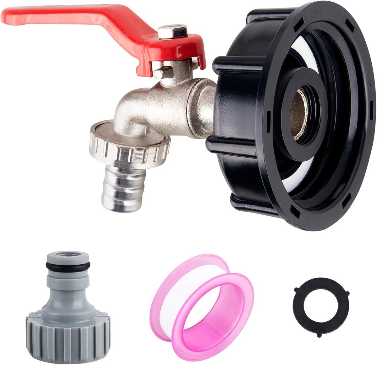SnelShoppen - 1/2" Lekvrije Messing IBC Tank Aansluitingen - IBC Tank Adapter met Kranen voor S60X6 Wateropslag, Tuin, Koppelstukken, Vervangingsonder
