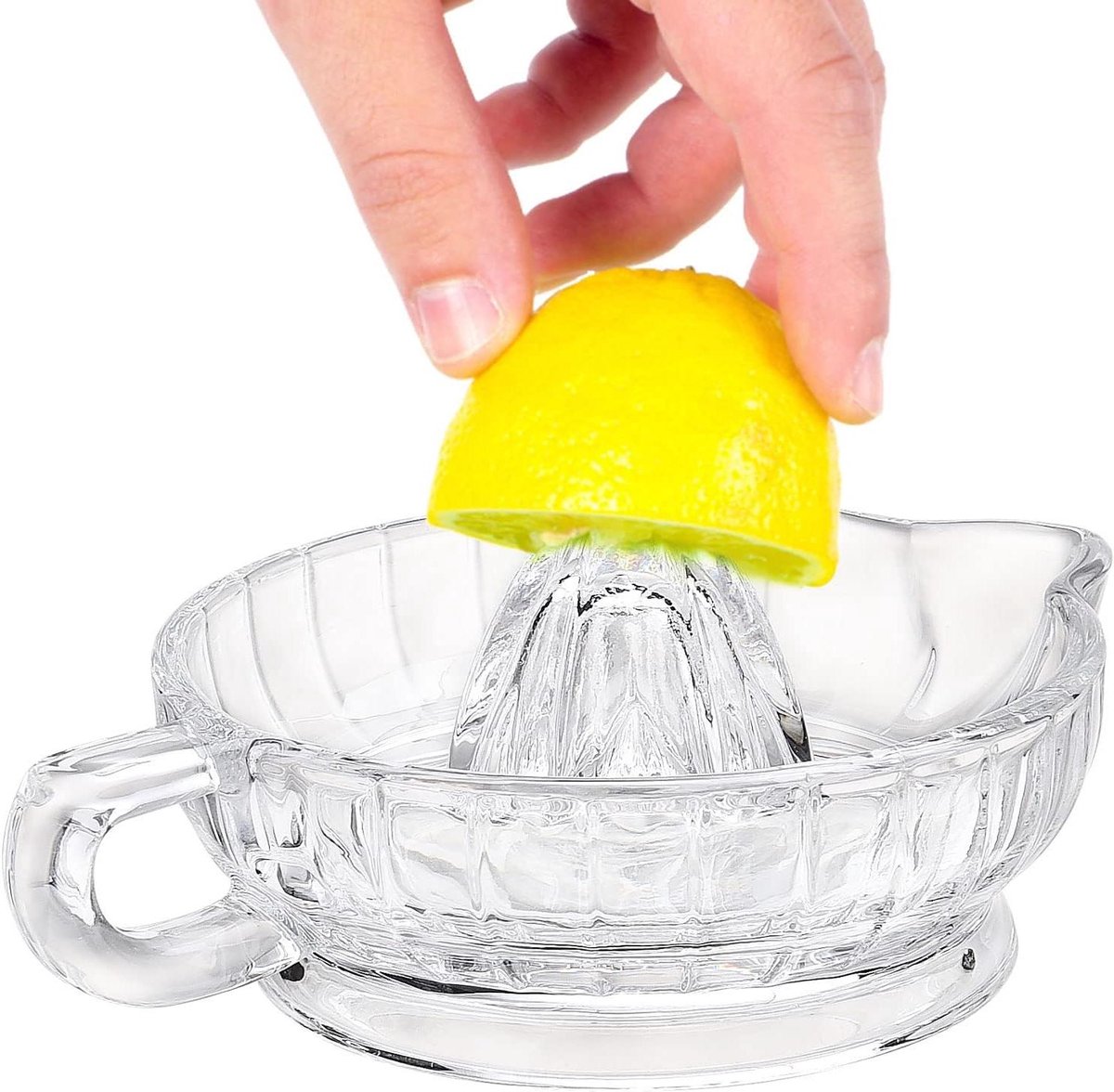 Glazen Citroenpers - Sapcentrifuge Citrus - Dranken Bereiden - Efficiënte Sap Extractie - 17 x 7.3 cm - Transparant