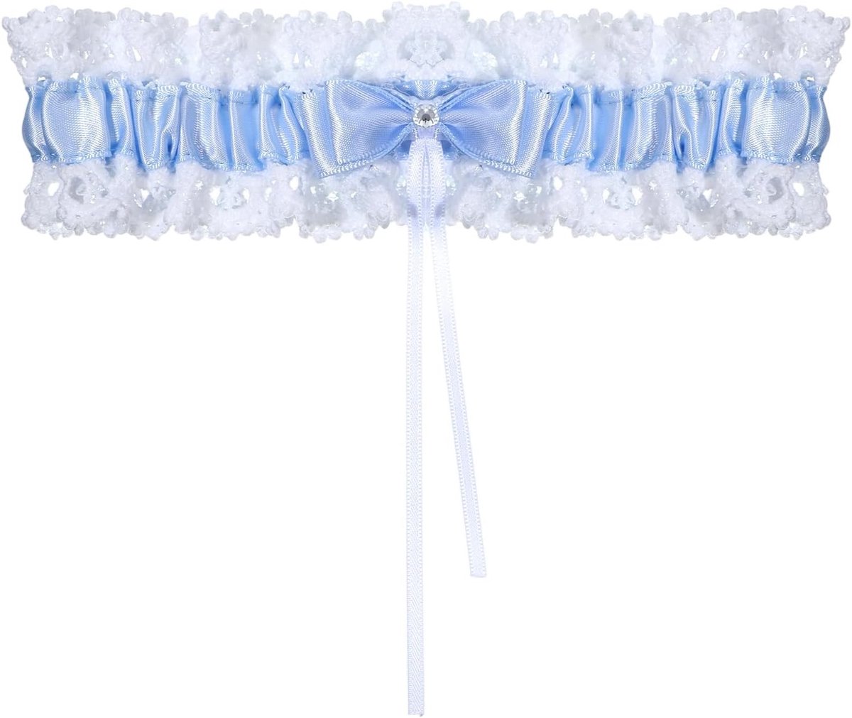 Elegante blauwe kanten kousenbanden voor bruiden, rekbare dijkousen met strik, elastische beenkousen voor dames en meisjes, perfect voor bruidsfeesten en speciale gelegenheden
