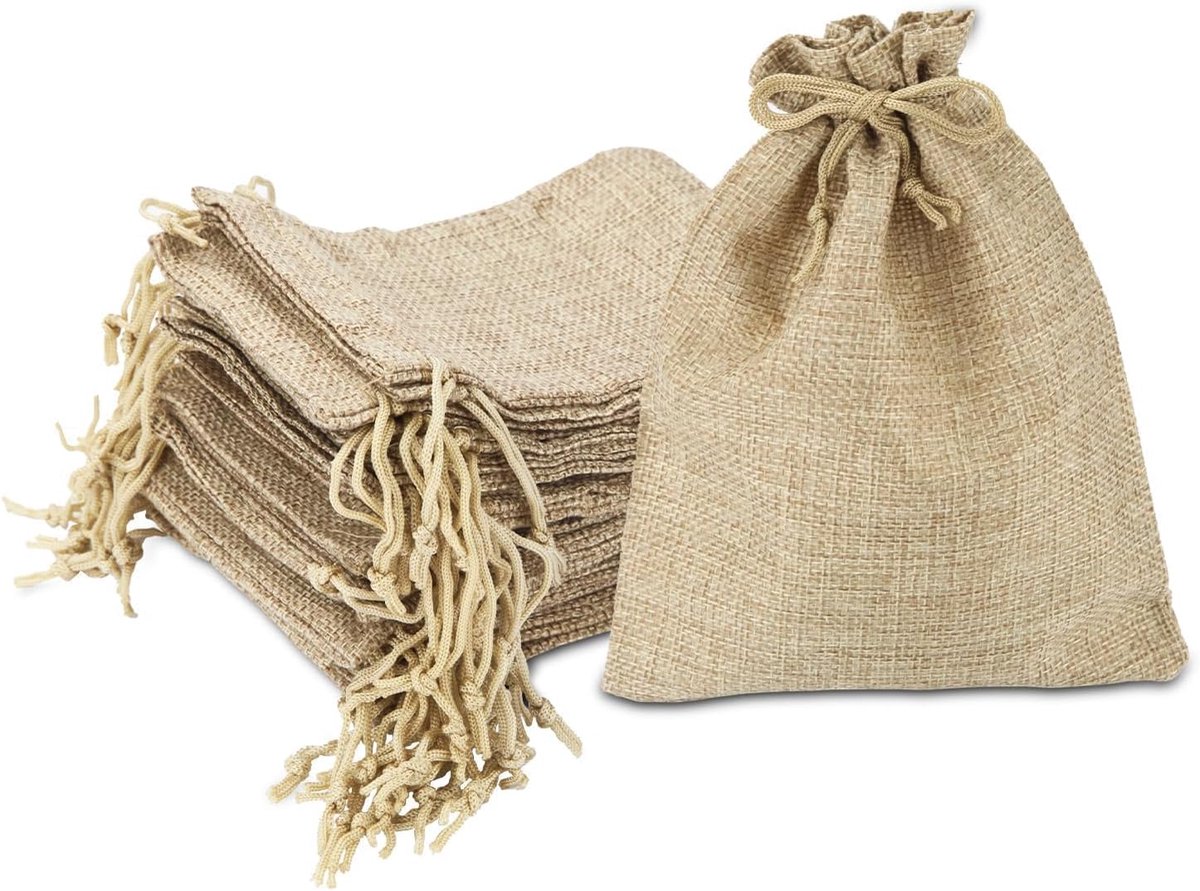 20 stuks jute zakjes 15 x 20 cm met trekkoord herbruikbare cadeauzakjes - voor sieraden, bruiloftsgeschenken, doe-het-zelf
