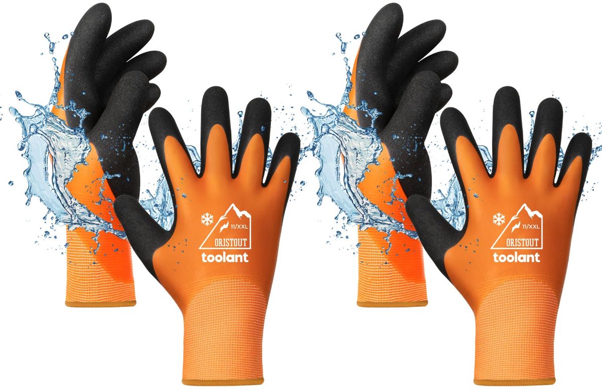 SnelShoppen - Winterwerk Handschoenen voor Mannen en Vrouwen, Touchscreen, Waterdicht, Thermisch, Tuinhandschoenen voor Koude Weer, Oranje, XX-Large,