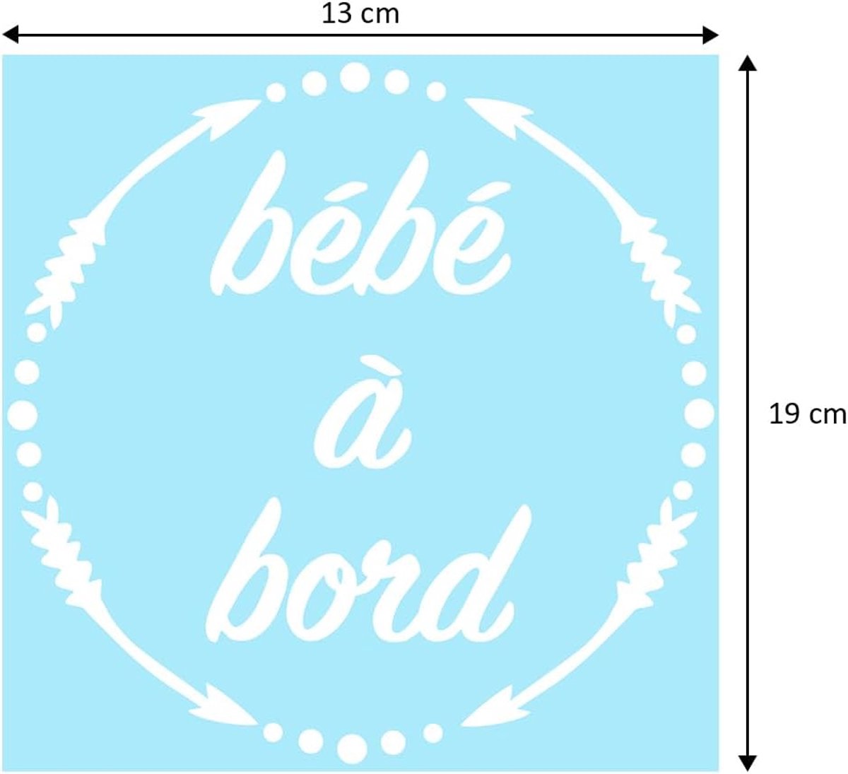 SnelShoppen - Ambiance Sticker Auto Sticker Baby met Rand Lichtblauw - H 15 x B 15 cm - Zelfklevend Vinyl - Decoratie voor Auto's, Kinderen en Feesten