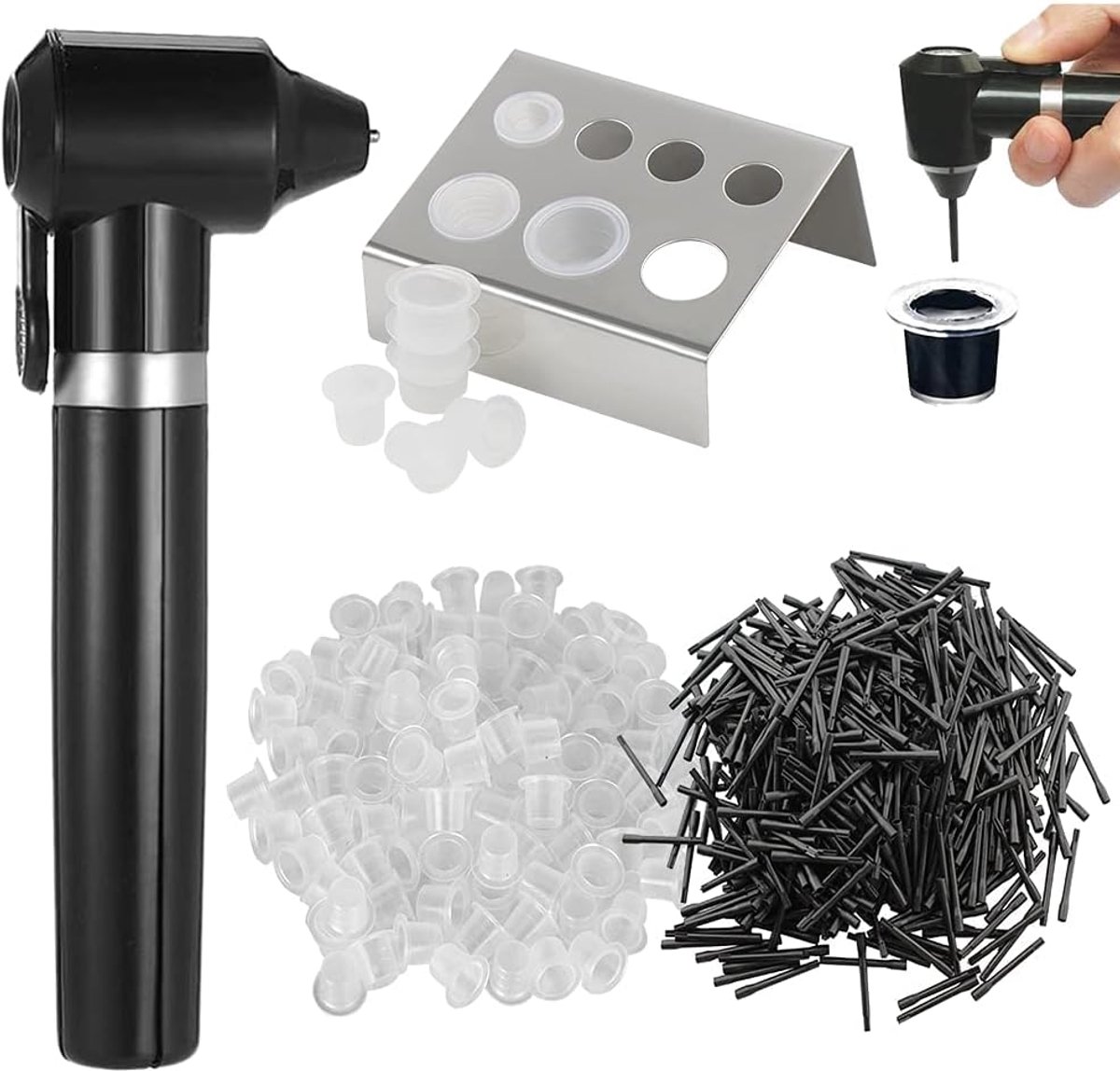 SnelShoppen - Tattoo Mixer Machine Kit - Elektrische Tatoeage Tint Mengmachine met 100 Mengstokken en 100 Inkt Cups - Perfect voor Professionele Tatoe