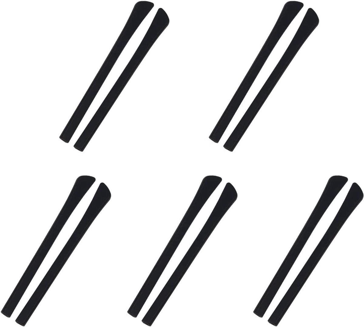 SnelShoppen - 5 Pairs Non-Slip Silicone Glas Eindkappen voor Dunne Metaal Zonnebril Poten - Zwart, Comfortabel, Lichtgewicht, Ideaal voor Actief Gebru
