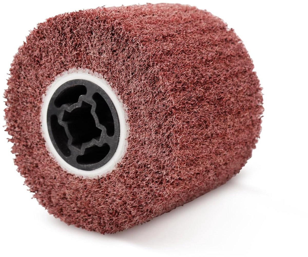 SnelShoppen - Nylon Schuurborstel met Schuurrol, Satijn Roller en Schuurmoffen voor Hoekslijpmachine, 120x100mm, Rood, Ideaal voor Metalen Afwerking e
