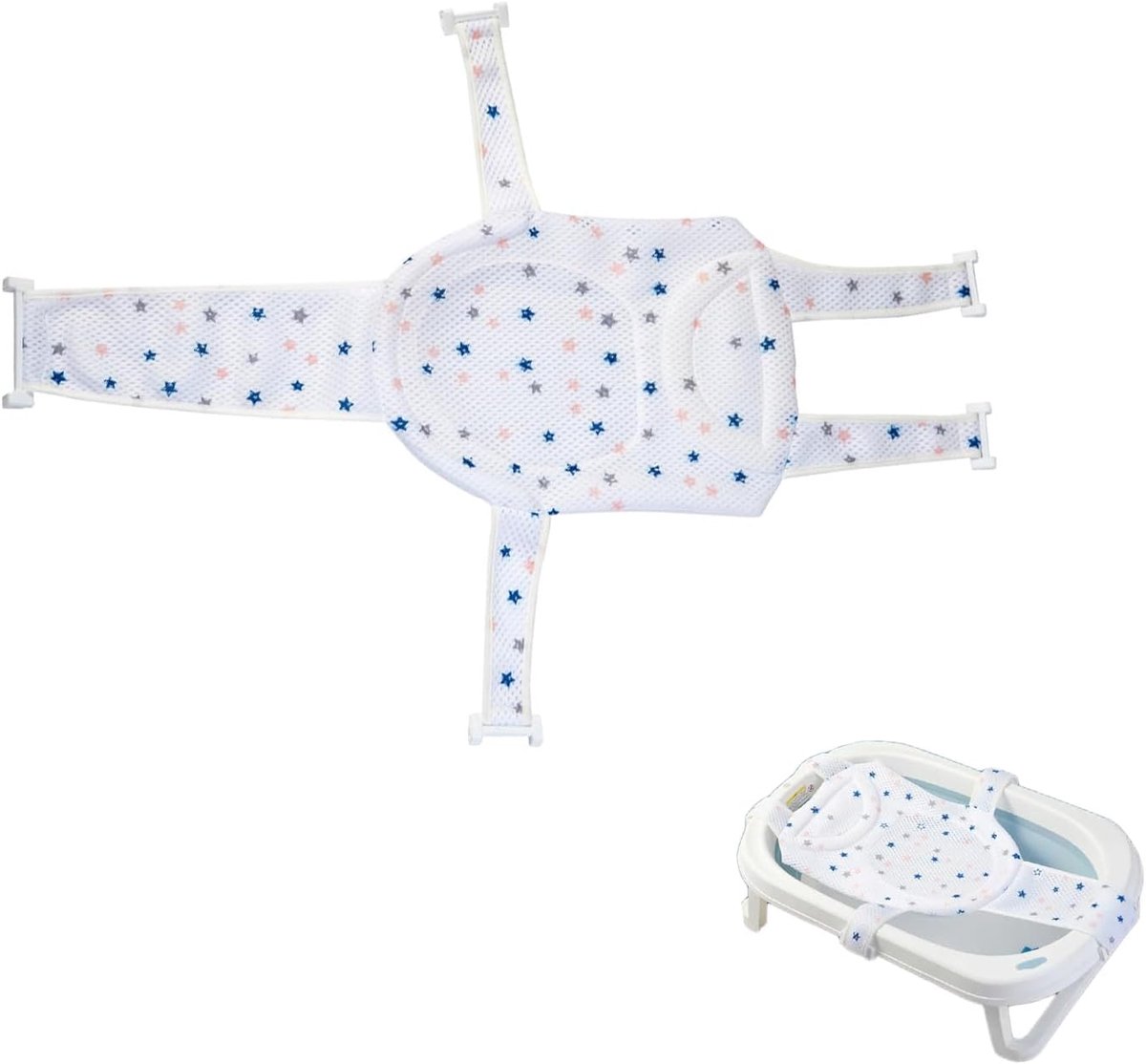 SnelShoppen - Badenet Baby, Baby Bath Net, Bath Lounger voor 0-1 Jaar, Ergonomisch, Ademend, Antislip, Veilig en Comfortabel Badderen