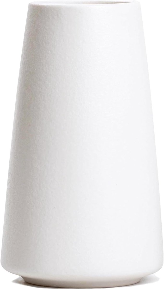 SnelShoppen - Grote 20 cm Witte Ovale Keramische Vaasje voor Bloemen, Boho & Moderne Boerderij Decoratie, Perfect voor Bruiloft, Feest en Dagelijks Ge