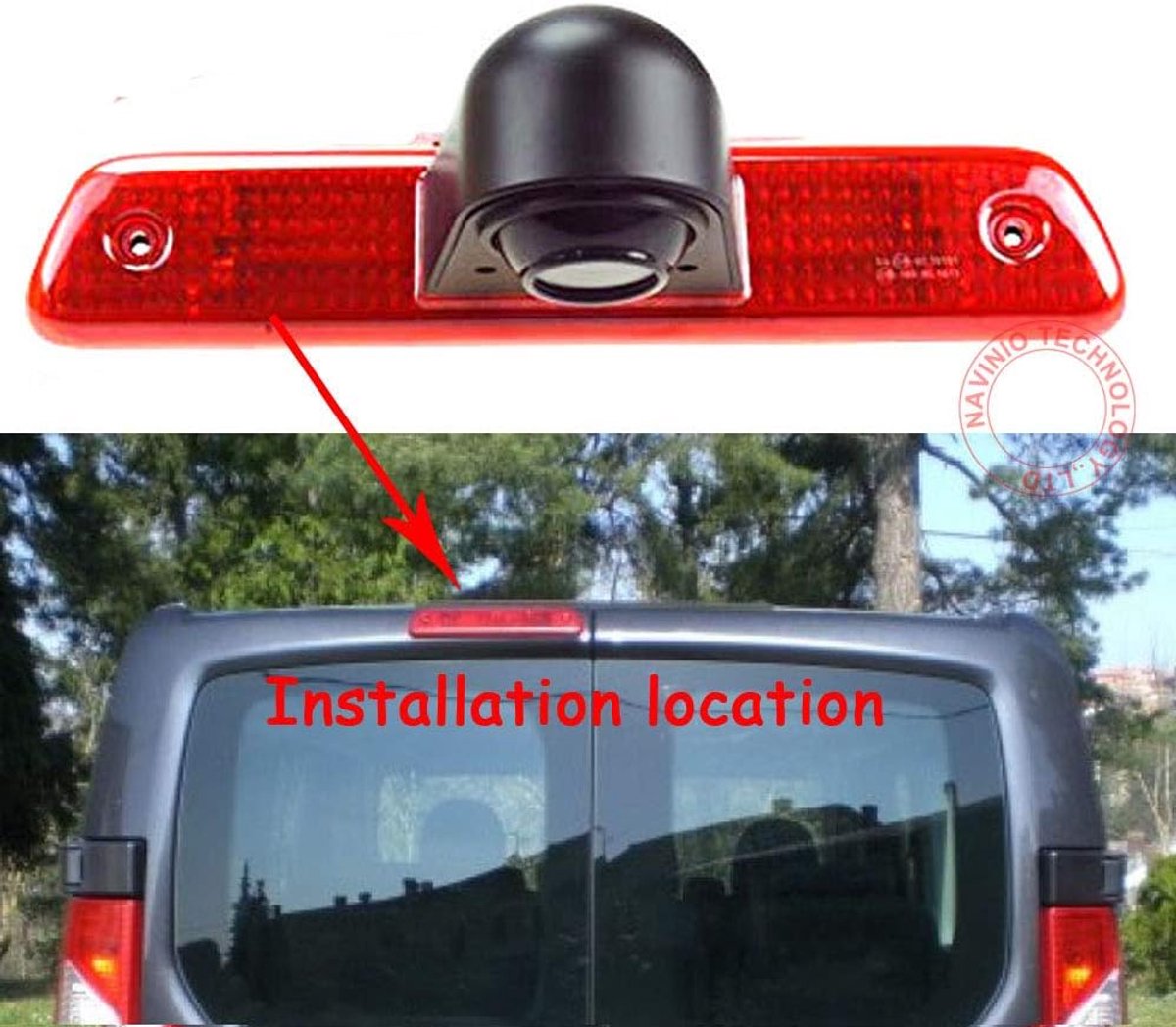 SnelShoppen - HD Brake Light Camera met 170° Hoek, Waterproof en Impactbestendig voor Peugeot Expert, Fiat Scudo, Citroen Jumpy (2007-2016)